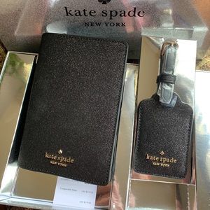 Authentic KATE SPADE Glitter/leather passport card wallet/Tag holder